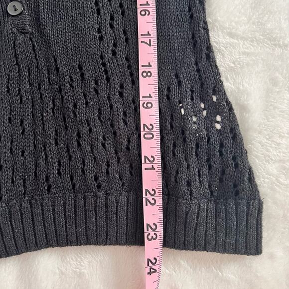 Carol Rose Black Knit Short Sleeve Top Size Medium - Picture 7 of 7